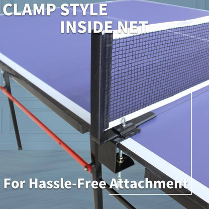 8 Ft. Mid-Size Foldable Table Tennis Table Ping Pong Table Set with Net, 2 Paddles and 3 Balls for Indoor Outdoor