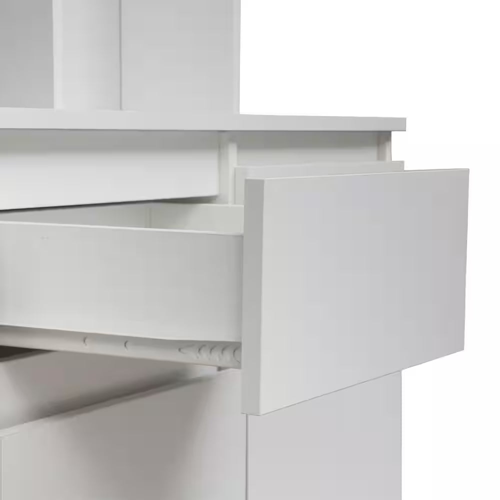 Black 74 In. Large Wood Pantry Organizer with Roll-Out 2-Drawer and Storage Shelves Freestanding Cupboard Buffet Cabinet
