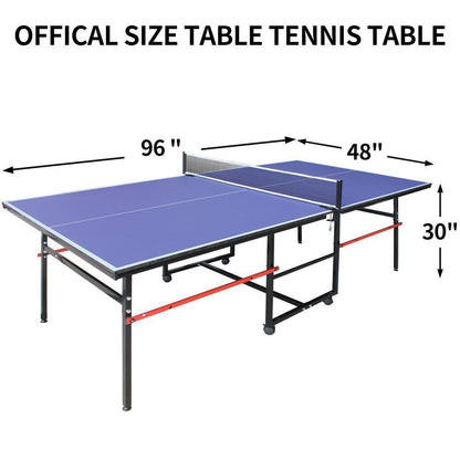 8 Ft. Mid-Size Foldable Table Tennis Table Ping Pong Table Set with Net, 2 Paddles and 3 Balls for Indoor Outdoor