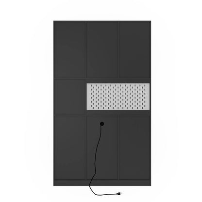 Black 74 In. Large Wood Pantry Organizer with Roll-Out 2-Drawer and Storage Shelves Freestanding Cupboard Buffet Cabinet