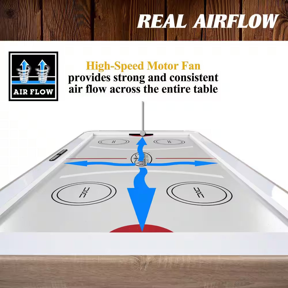 Camden 90" Air Hockey Table with LED Electronic Scorer, Arcade Sound Effects, UV Coated Surface and Pushers and Pucks